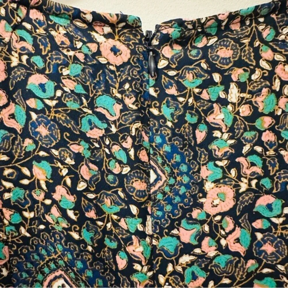 J.Crew Short-sleeve flutter Floral Patterned  Dress Navy Pink Begonia Size 00
